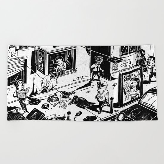 Pipien Molestus in the city Beach Towel