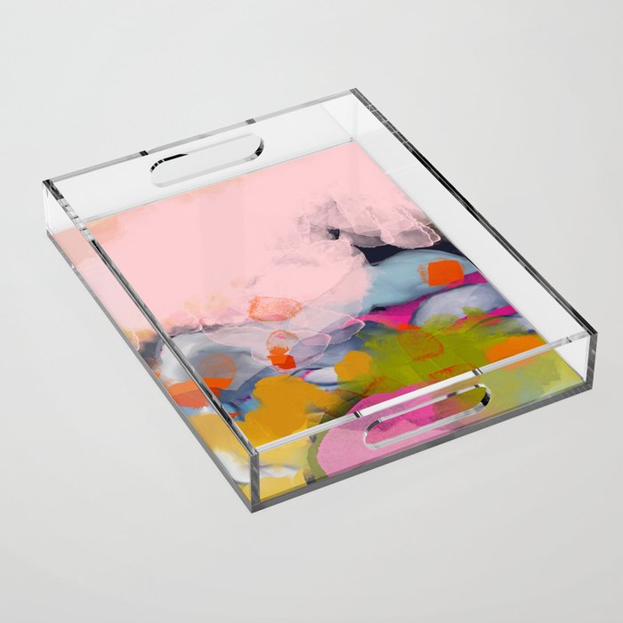 pastel pink landscape abstract Acrylic Tray