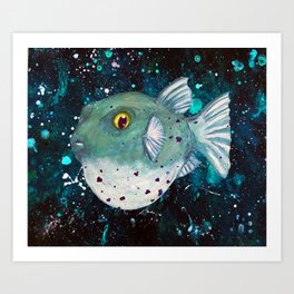 Friendly Green Fugu Redux Art Print