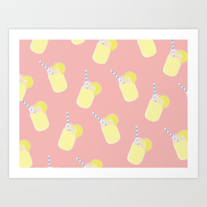 Mason Jar Lemonade Pattern Art Print