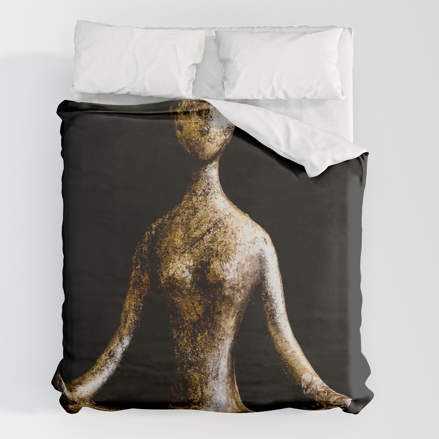 Lotus Position Duvet Cover, Gold And Silver Duvet Cover