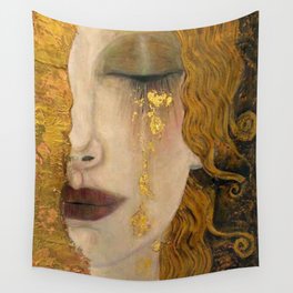 Golden Tears (Freya's Heartache) portrait painting by Gustav Klimt Wall Tapestry