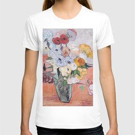 Vincent van Gogh - Japanese Vase with Roses and Anemones T-shirt