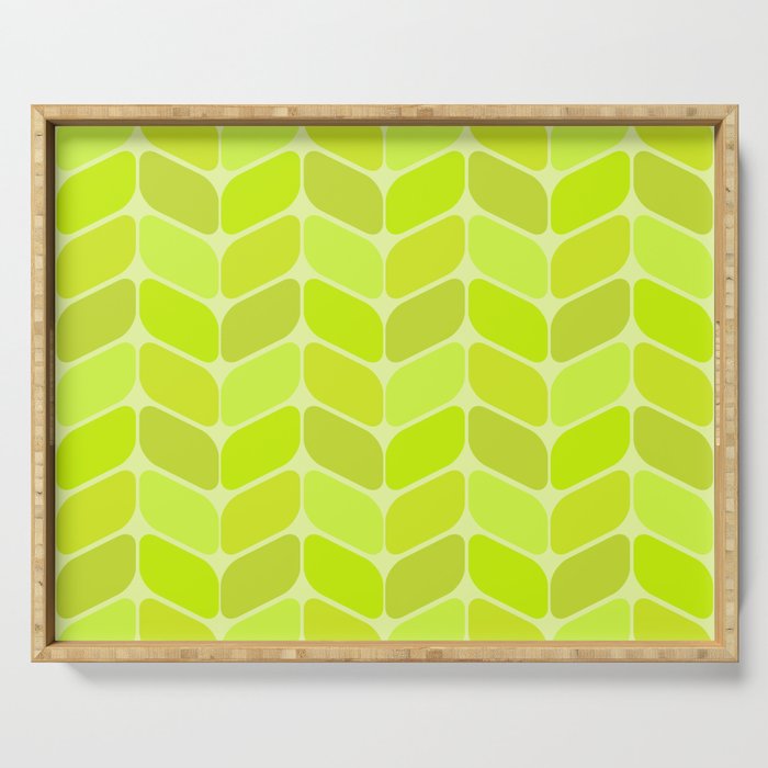 Vintage Diagonal Rectangles Chartreuse Serving Tray