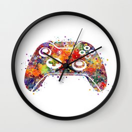 Game Controller Joystick Watercolor Wall Clock