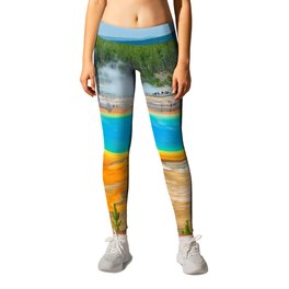 Yellowstone Grand Prismatic Spring Print Leggings | Print, Wyoming, Outdoors, Hike, Wall, Photo, Spring, Grandprismatic, Nature, Forest 