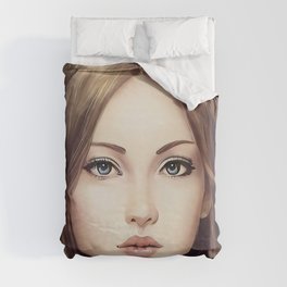 Beautiful Creative Portrait Girl Character Digital Painting Anime Game Essential by Dream Studio Duvet Cover