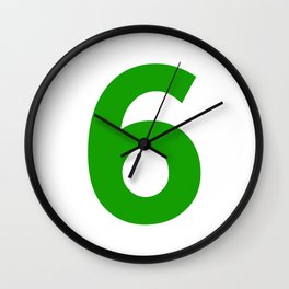 Number 6 (Green & White) Wall Clock