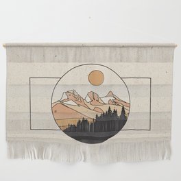 Three Sisters Canmore Landscape Line Art Wall Hanging