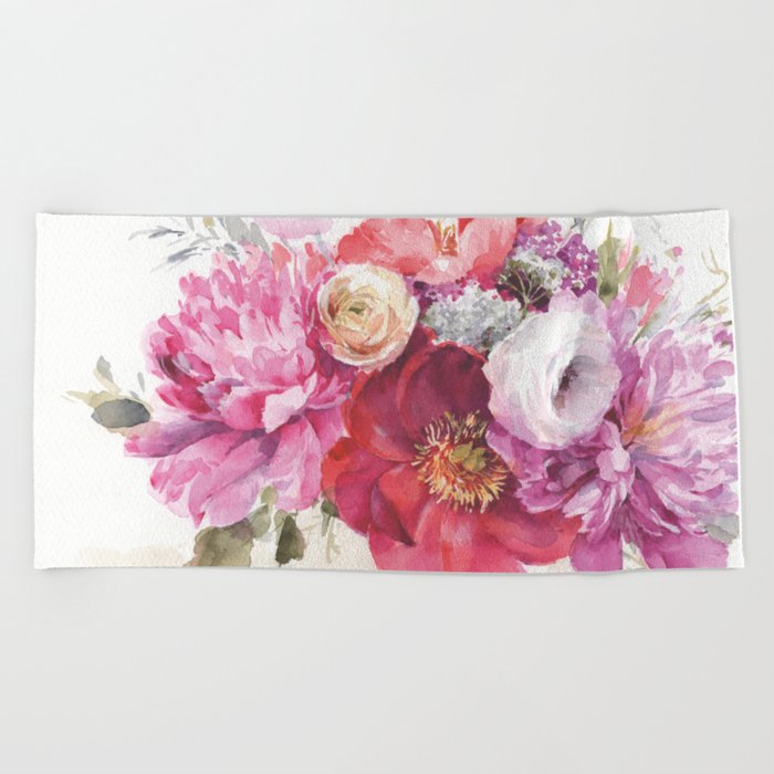 Obviously Pink Bouquet Beach Towel