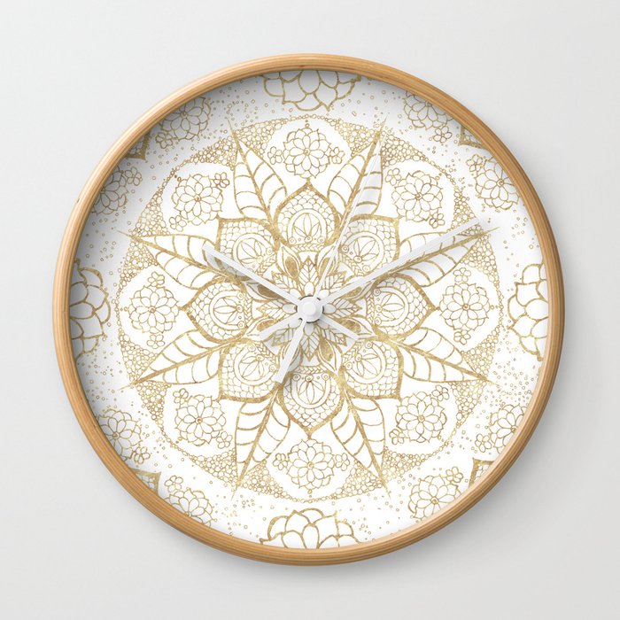 How to decorate your boho style living room. Stylish boho hand drawn golden mandala Wall Clock. Boho clock.