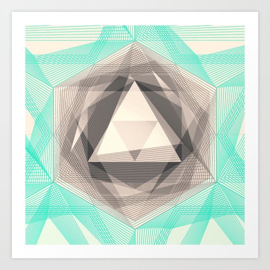 Jewel Lines 2 - Jade & Charcoal Art Print