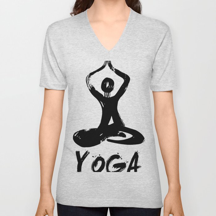 Amazing sketch man in yoga lotus pose . V Neck T Shirt
