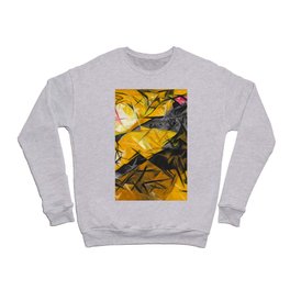 Cats in motion in rose, black, and yellow colorful abstract portrait painting by Natalia Goncharova: Crewneck Sweatshirt