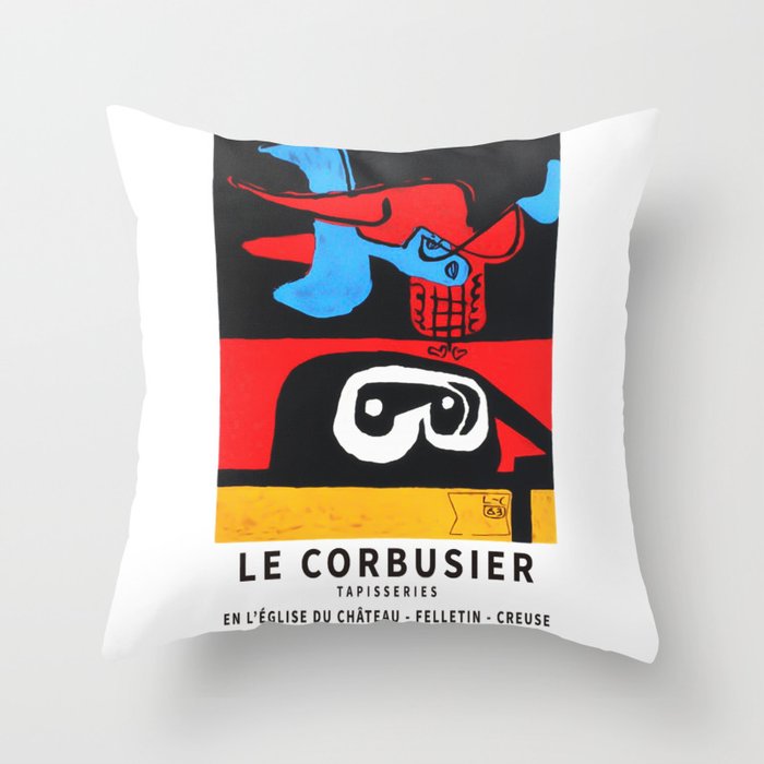 Le Corbusier 1963 Exhibition Poster, Artwork for Wall Art, Prints, Posters, Tshirts, Men, Women, Youth Throw Pillow