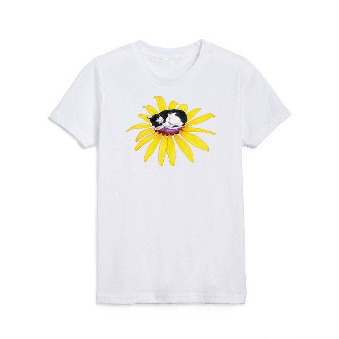 Sunflower Kitten Kids T Shirt