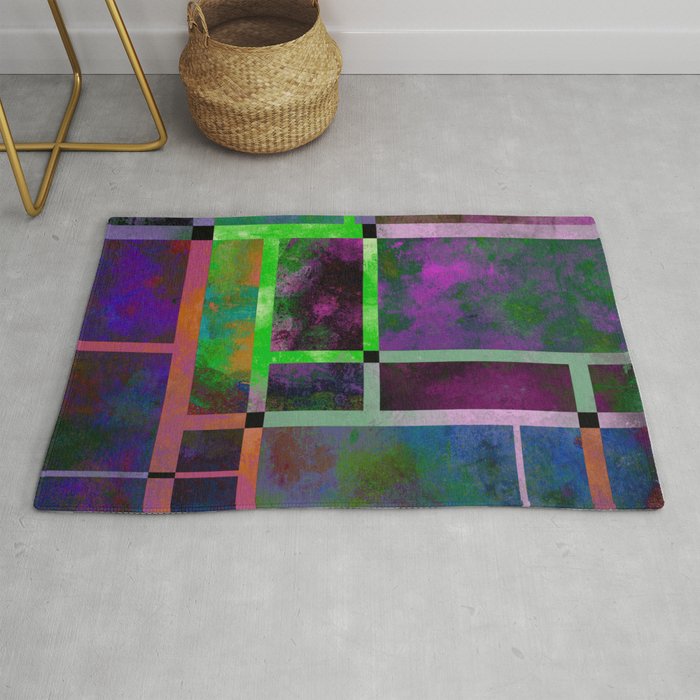 Pastel Textures - Abstract, pastel themed, geometric painting Rug