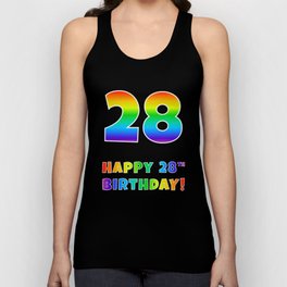 [ Thumbnail: HAPPY 28TH BIRTHDAY - Multicolored Rainbow Spectrum Gradient Tank Top ]
