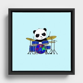 A Drumming Panda Framed Canvas