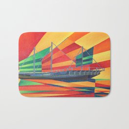 Sail Away Junk Pleasure Boat Bath Mat | Abstract, Painting 