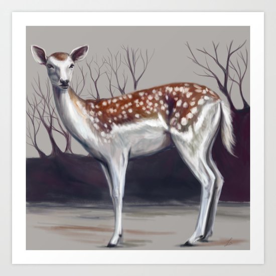 Deer in the forest Art Print