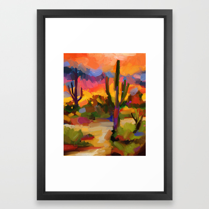 Desert Sunset Painting Impressionism Expressionism Loose Art Framed Art Print By Kylieprints Society6