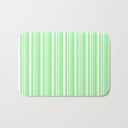 [ Thumbnail: White and Green Colored Lined/Striped Pattern Bath Mat ]