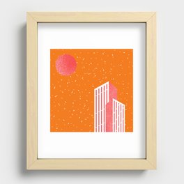 Buildings and Confetti Sky Orange Recessed Framed Print