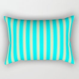 [ Thumbnail: Aqua and Pale Goldenrod Colored Lined Pattern Rectangular Pillow ]