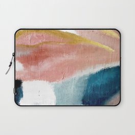 Exhale: a pretty, minimal, acrylic piece in pinks, blues, and gold Laptop Sleeve