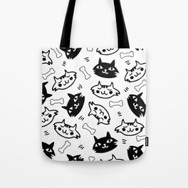 Black White Cute Cats Pattern Tote Bag