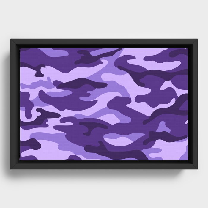Camouflage Pattern Purple Colours Framed Canvas