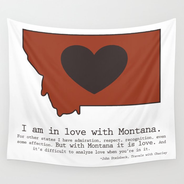 "I am in love with Montana" - burnt orange Wall Tapestry