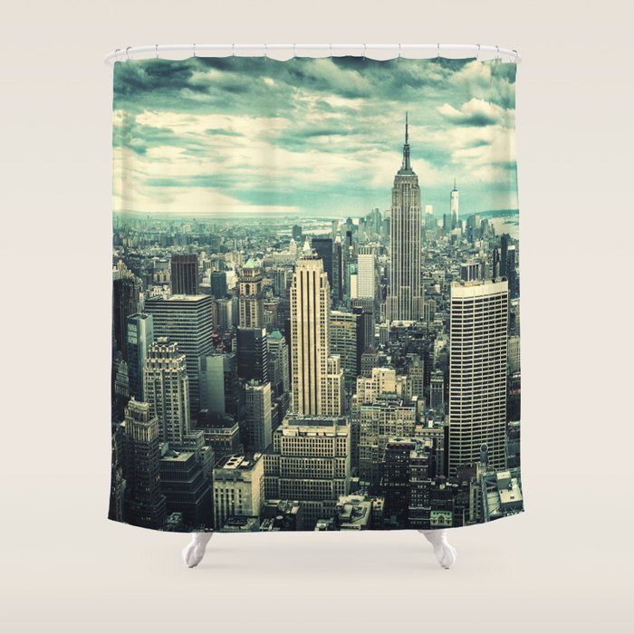 new york city panoramic view skyline Shower Curtain by franckreporter