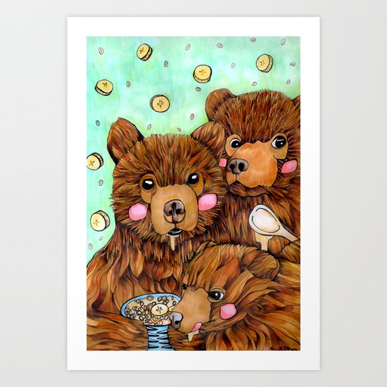 Bears with Porridge Art Print