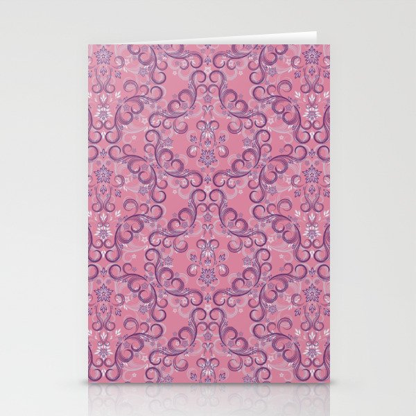 Meditation Room Seamless Floral Pink Stationery Cards