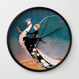 Art Deco White Peacock and Flapper Vintage Art Wall Clock