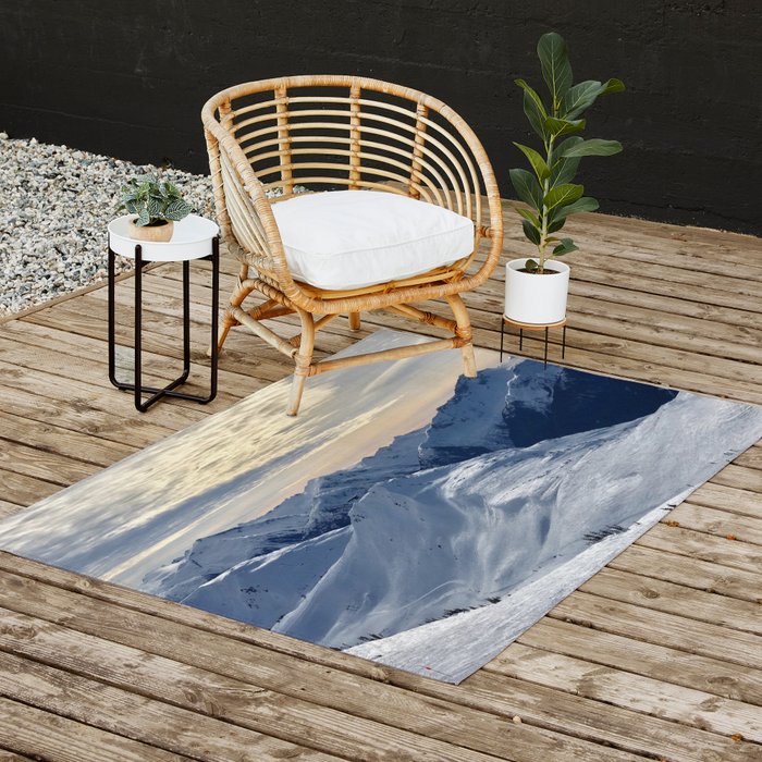 Beautiful Winter Snowy Mountains Outdoor Rug by Cute and Funny