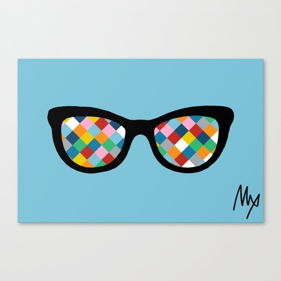 Diamond Eyes on Blue Canvas Print