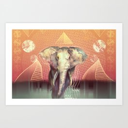 Elephant Art Print | Illustration, Animal, Mixed Media 