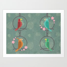 Tiki Birds Dark Art Print