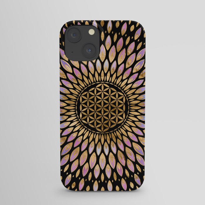 Flower of Life mandala - Gentle Pastels and Gold iPhone Case