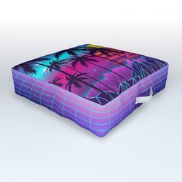 Radiant Sunset Synthwave Outdoor Floor Cushion