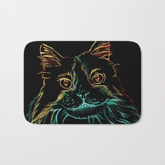 Fluffy Tuxedo Kitty Bath Mat