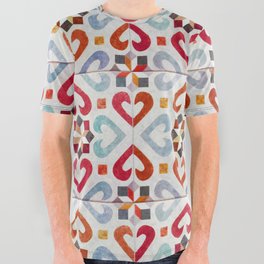 Seamless Pattern - Classic Geometric tile Design Portugal All Over Graphic Tee