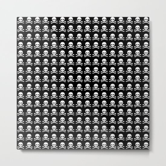 Skull and X-Bones in Black and White (Smaller) Metal Print