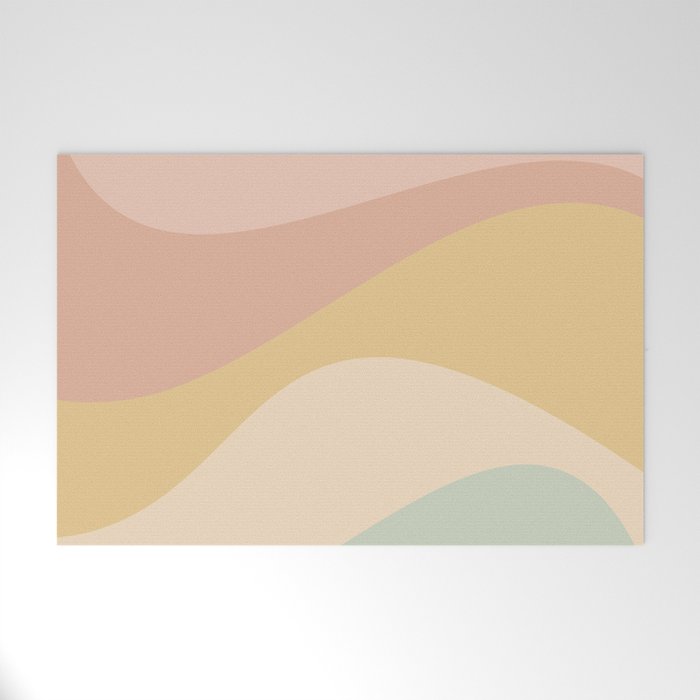 Abstract Color Waves - Neutral Pastel Welcome Mat
