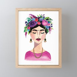 Floral Frida - Pink Framed Mini Art Print