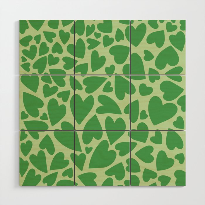Forest Green Warped Hearts Wood Wall Art