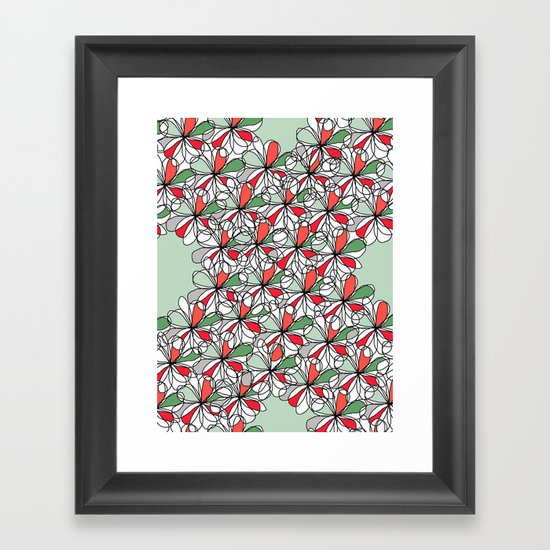 Xmas Floral Doodle Framed Art Print